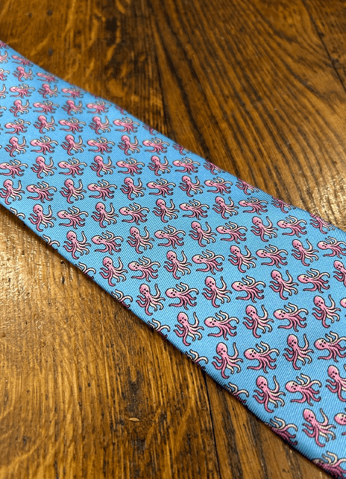 Tie | Soho Silk | Sky Blue Octopus