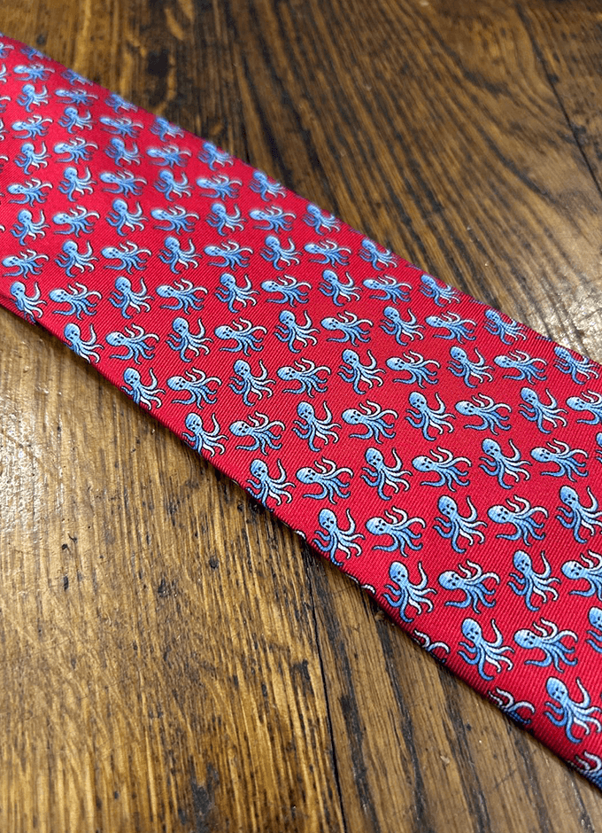 Tie | Soho Silk | Red Octopus