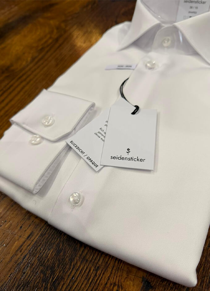 White Opaque Shaped Textured Shirt | Single Cuff