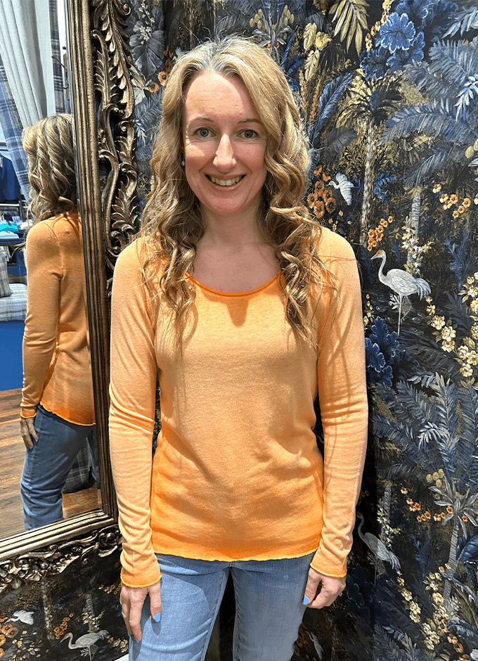 Knit Long Sleeve Top | Hot Orange