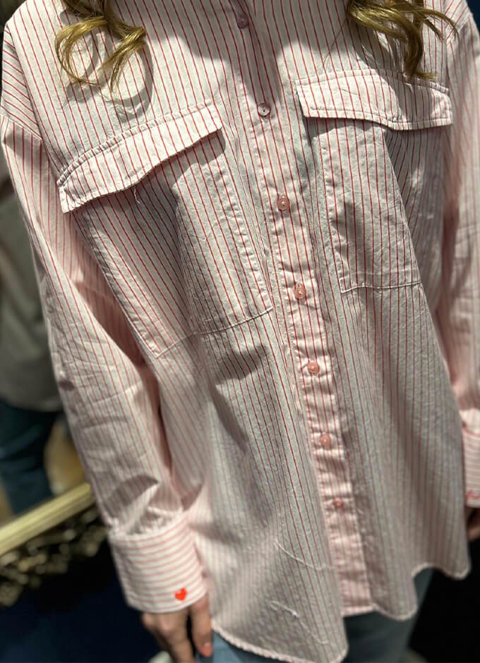 Striped Oversized Shirt Blouse | Rose