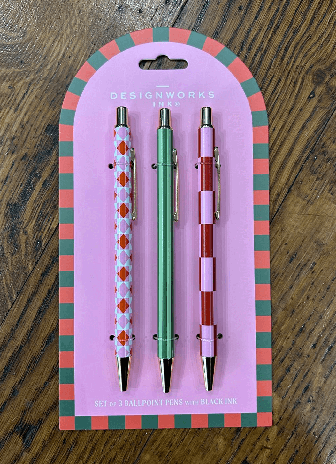 Dopo Diamond, Stripe and Check | Set of 3 Ballpoint Pens