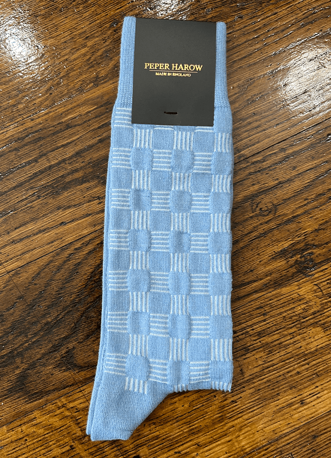 Peper Harow | Battenberg Men's Socks | Blue