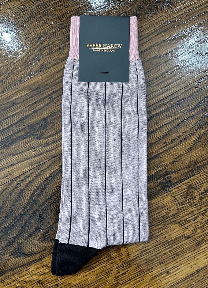 Peper Harow | Pin Stripe Men's Luxury Socks | Pink
