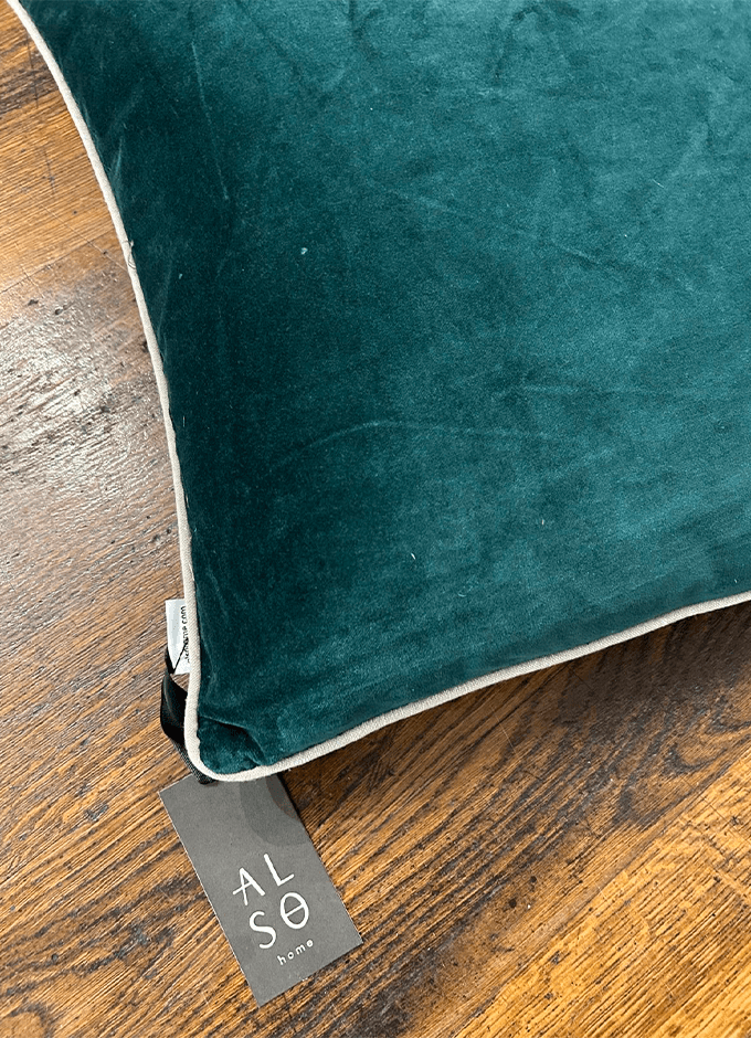 Indian Cotton Velvet Cushion 50X50cm | Pine