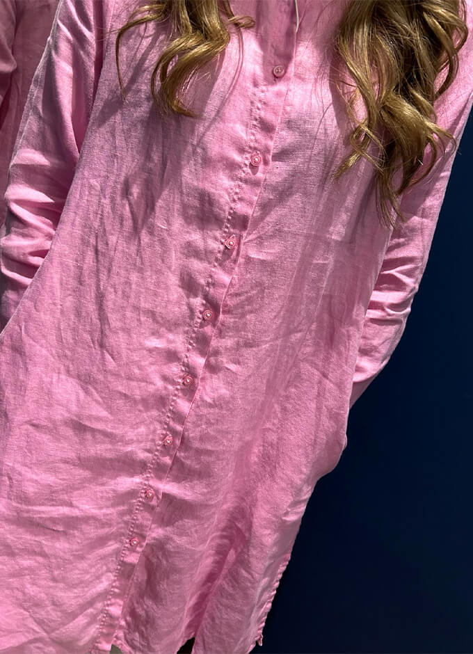 Ladies Linen Dress | Fondant Pink