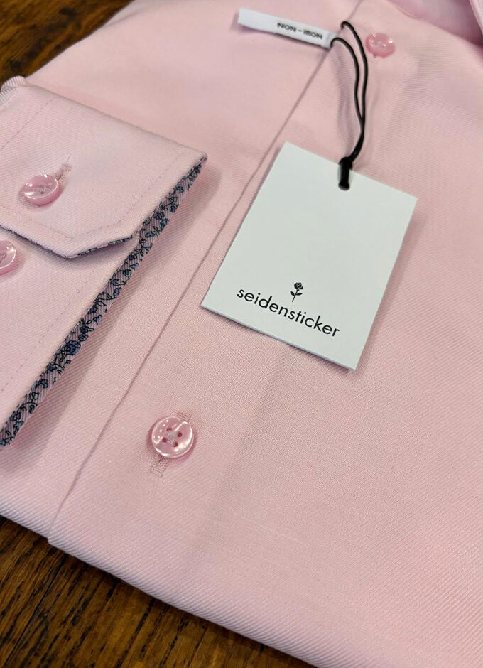 Pink Shirt | Shaped Fit | Blue Liberty Print Detailing