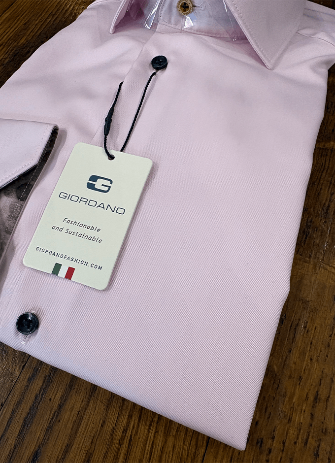 Cotton Plain Shirt with Floral Trim | Pink | AW26