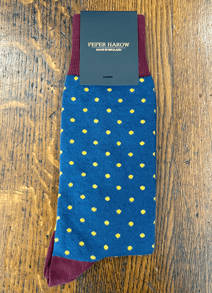 Peper Harow | Pin Polka Men's Socks | Denim