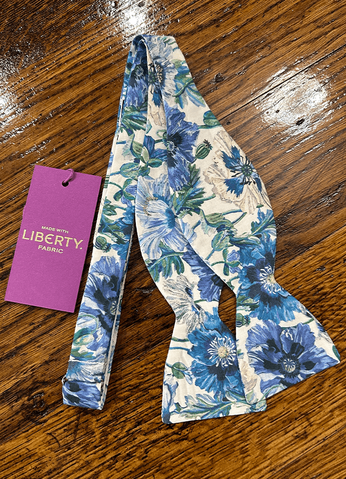 Self Tie Bow | Poppy Amelie Blue | Made with Liberty Fabric