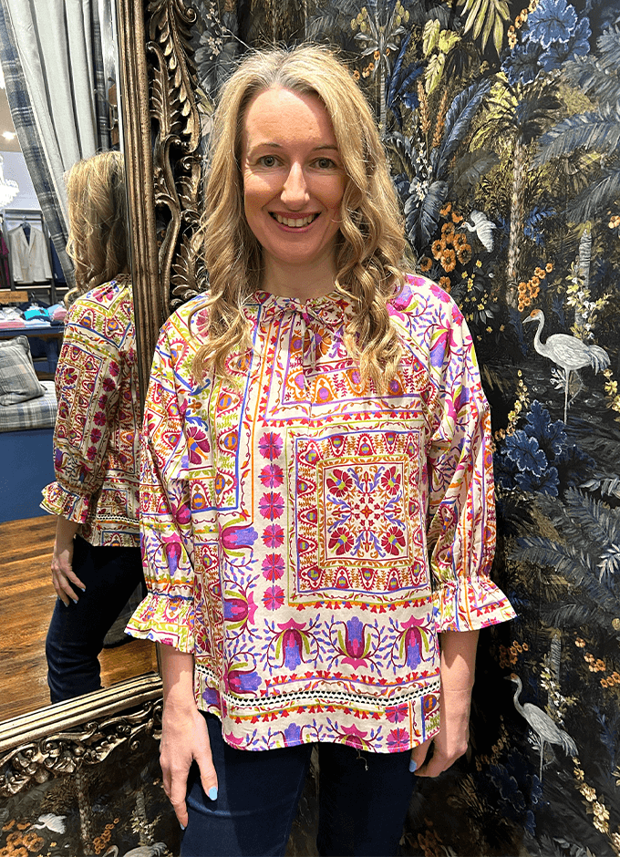 Raglan V-neck Boho Blouse | Multi