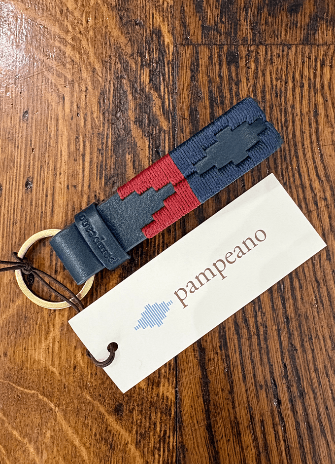 Pampeano | Charro Keyring | Red & Navy on Navy Leather