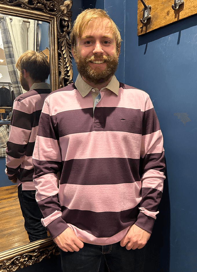 Rugby Polo Stripe | Aubergine
