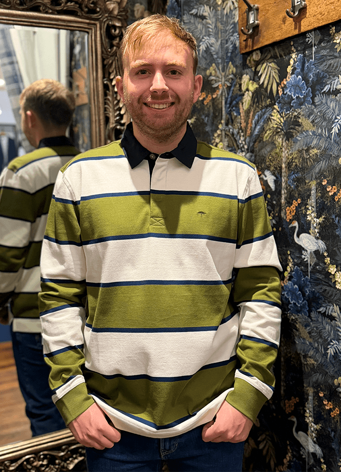 Fynch Hatton | Interlock Rugby Top | Moss Stripe