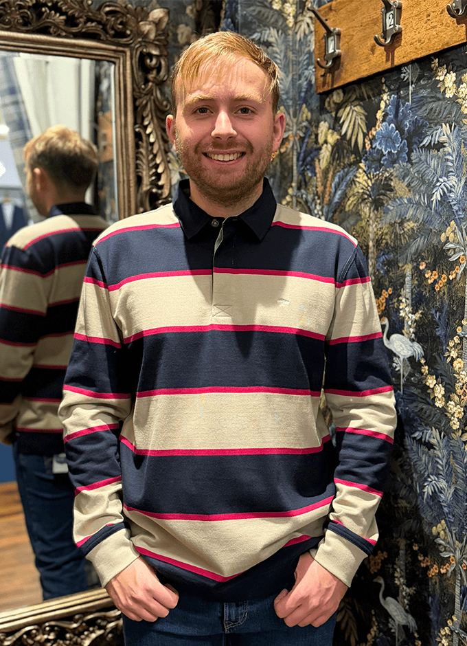 Interlock Rugby Top | Navy/Pink Stripe