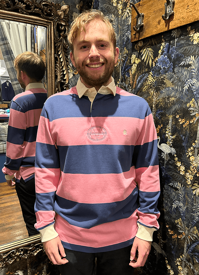 Rugby Club Long Sleeve Top | Pink/Navy Stripe