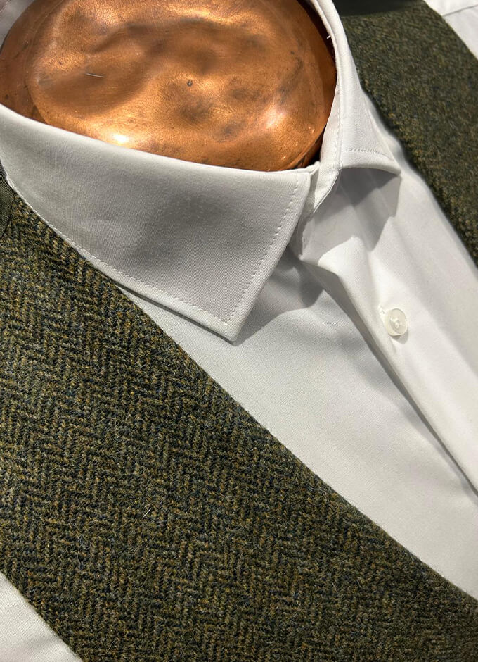 Shrewsbury Green Herringbone Moon Tweed Waistcoat