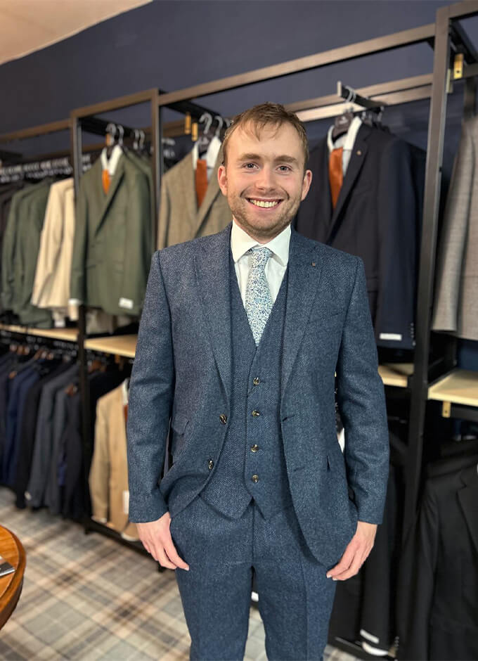 Navy Herringbone Tweed | Waistcoat