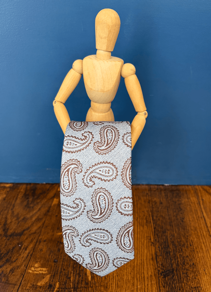 Silk Tie | Sky Rust Light Paisley