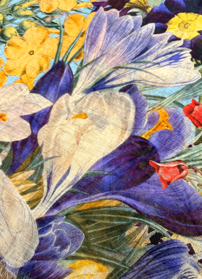 Linen Cotton Mix Scarf | Spring Flora