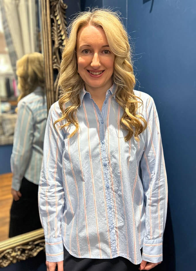 Denim Print Shirt | Blue with Stripes