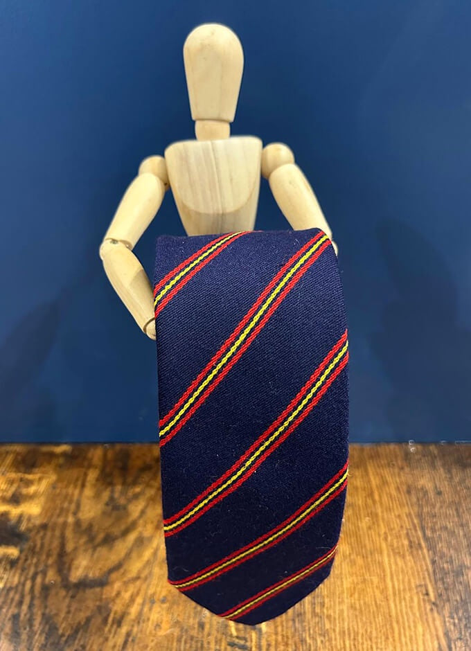 Navy Blue Stripe Wool Tie
