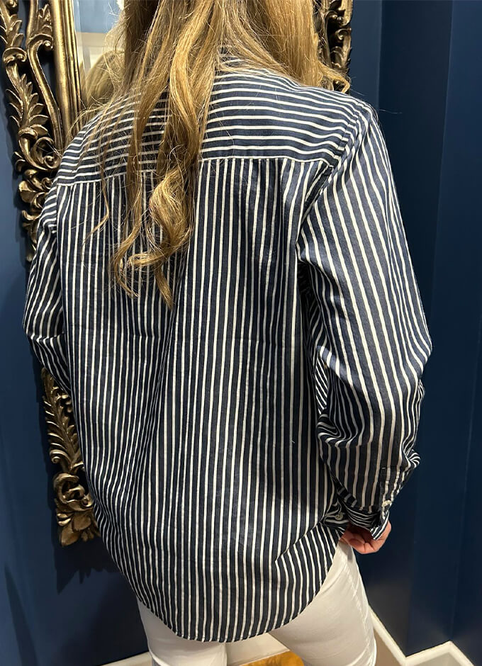 Ladies Striped Blouse | Navy