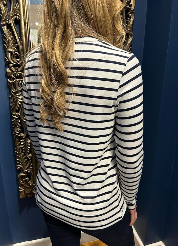 Ladies Long Sleeve Top | Marine Stripe