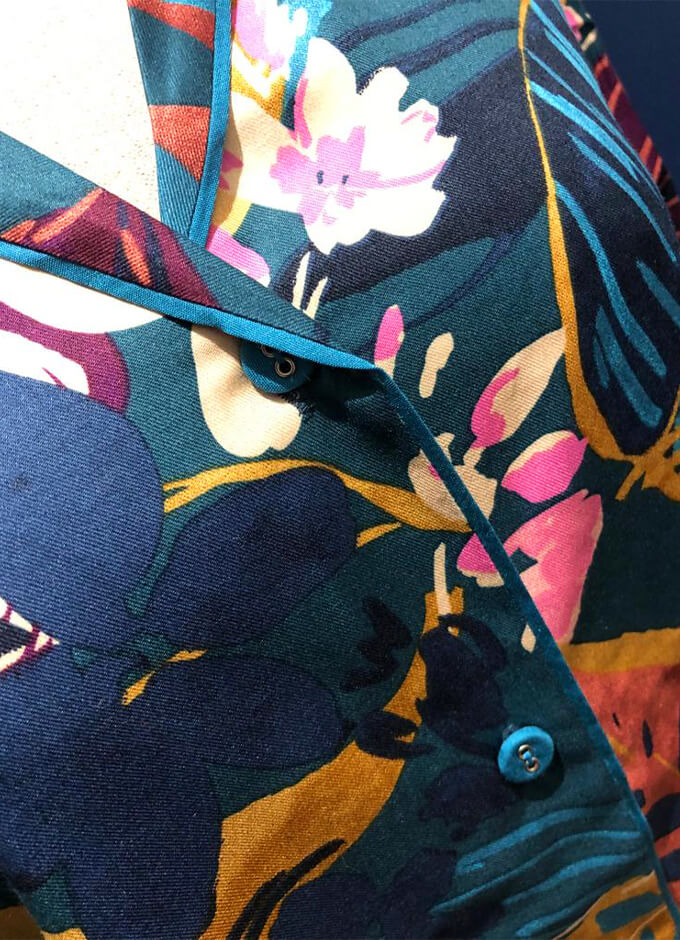Pyjama Top | Maple Leaf Teal Print