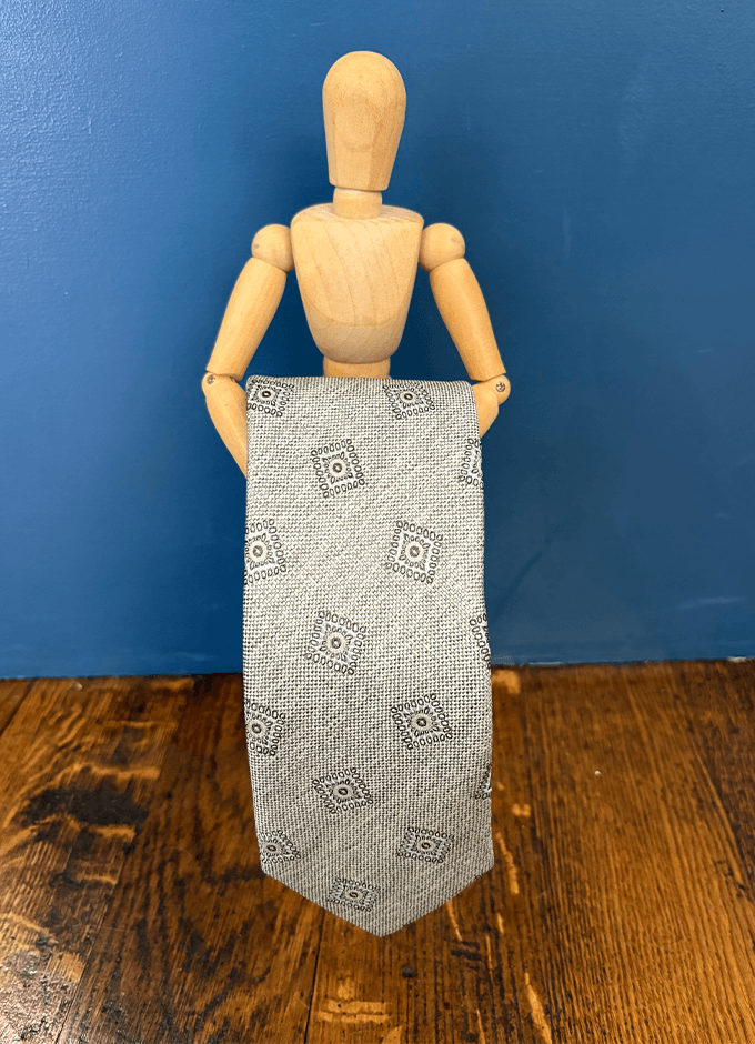 Silk Tie | Sage Green Square Medallion