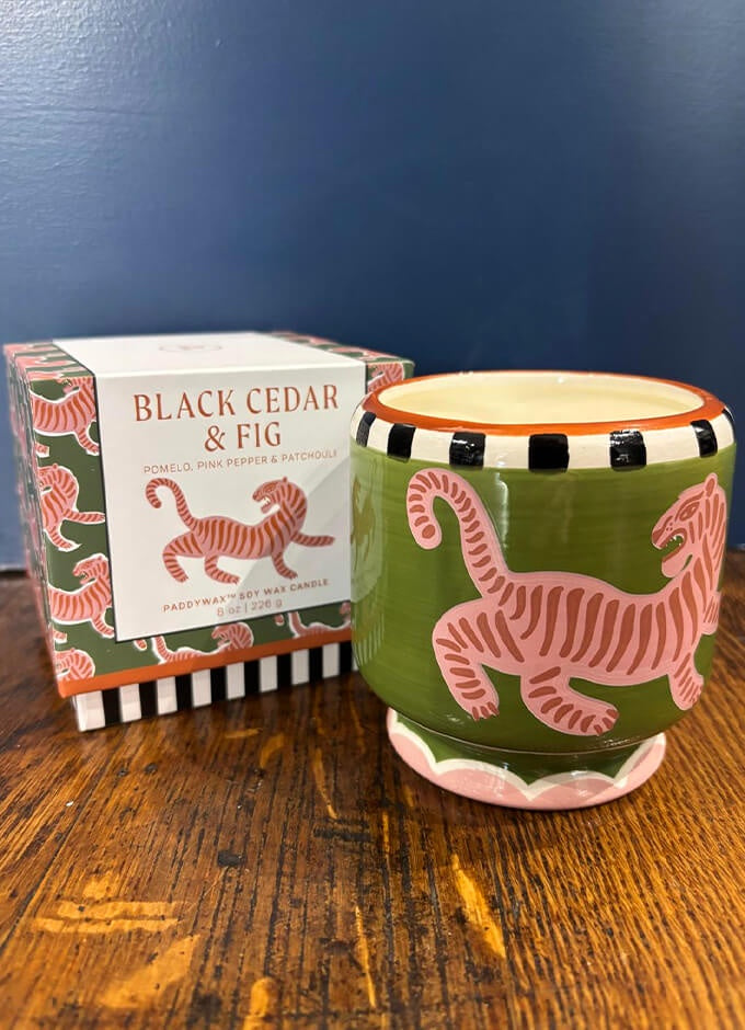 Dopo 226g Tiger Ceramic Candle | Black Cedar & Fig Boxed