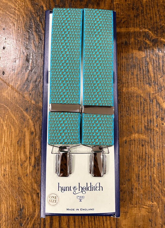 Clip Braces | Turquoise Geometric