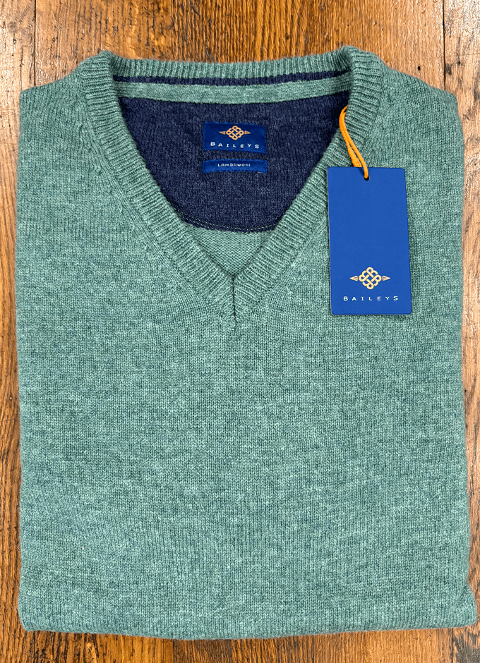 Lambswool Jumper | V Neck | Dark Forest