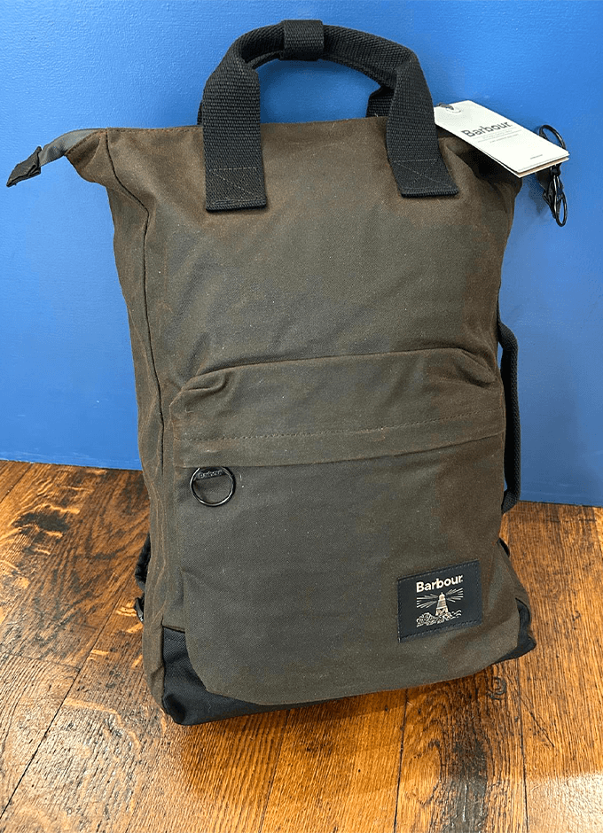 barbour wax leather backpack olive Backpack – Hector's Clothing