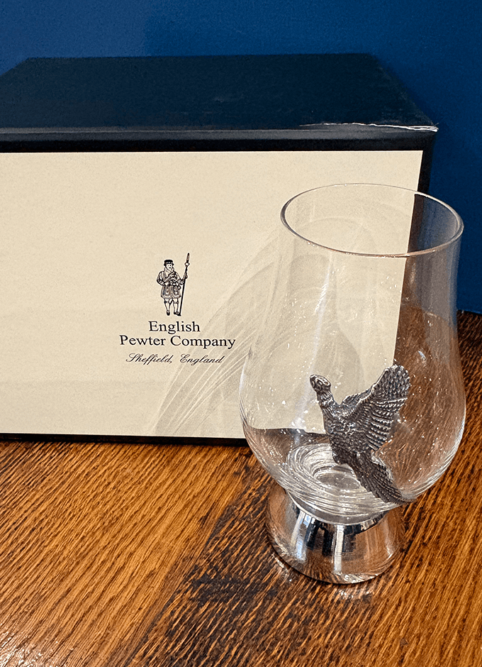 English Pewter | The Glencairn Whisky Glass With Pewter Base and Pheasant 200ml