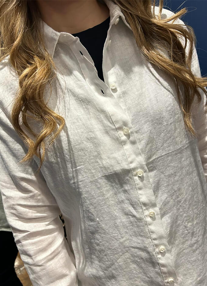 Ladies Oversized Linen Shirt | White