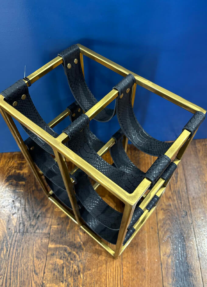 Mixology Six Bottle Gold Finish Wine Rack