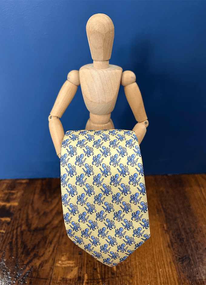 Tie | Soho Silk | Yellow Octopus