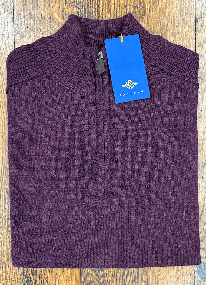 Lambswool Jumper | 1/4 Zip | Dark Mauve