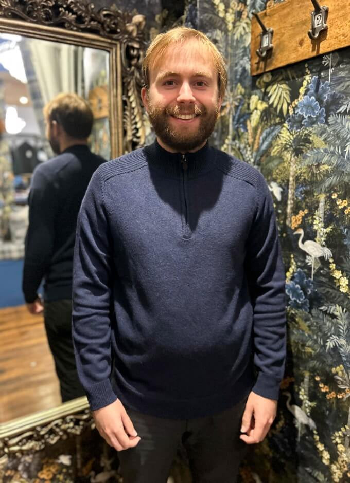 Lambswool 1/2 Zip Jumper|Navy
