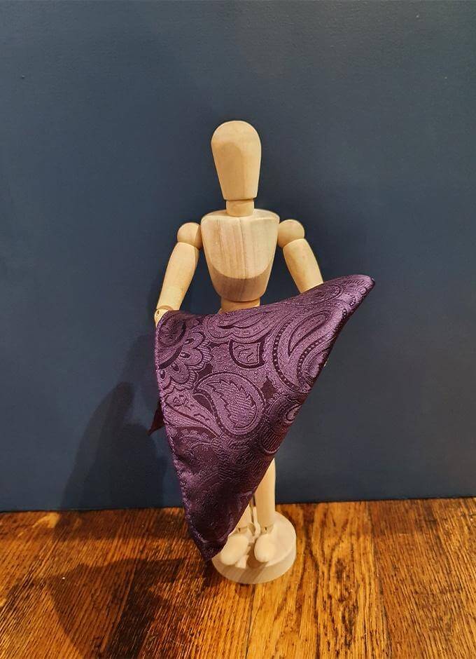 Silk Paisley Pocket Square - Aubergine