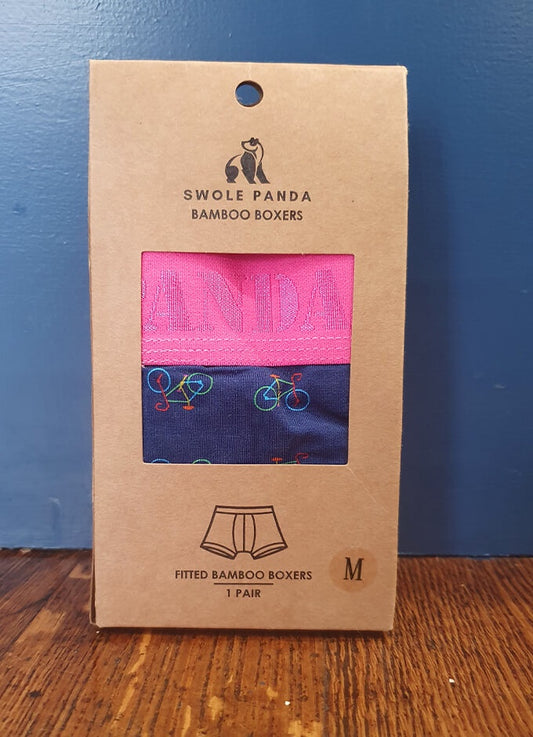 Swole Panda Bamboo Boxers | Navy Bicycles with Pink Band