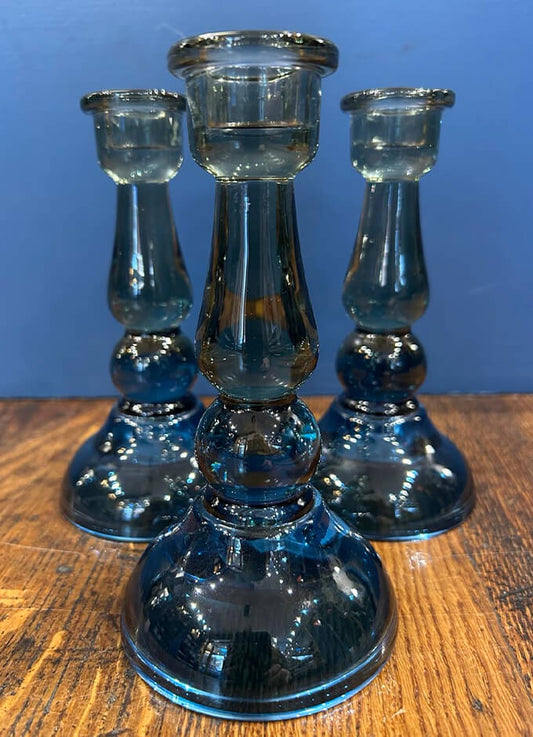 Tall Glass Candle Stick | Blue