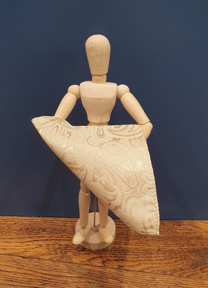 Silk Paisley Pocket Square | Champagne