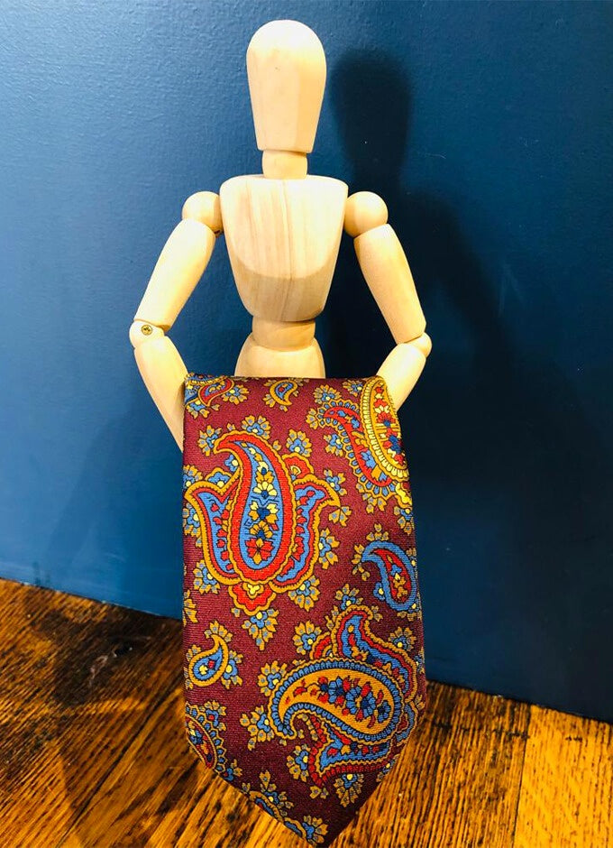 English Silk Tie | Burgundy Paisley