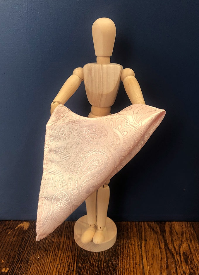 Silk Paisley Pocket Square | Pale Pink