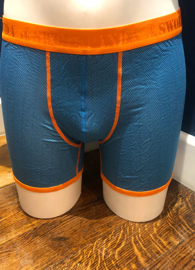 Swole Panda Bamboo Boxers | Blue Herringbone