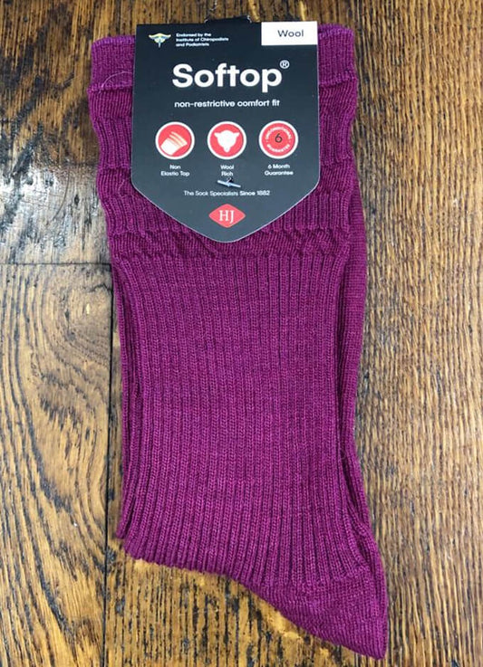 Ladies Softop Wool Socks | Magenta