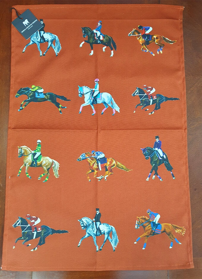 Pure Cotton Tea Towel | Dressage & Race Horses | Burnt Orange