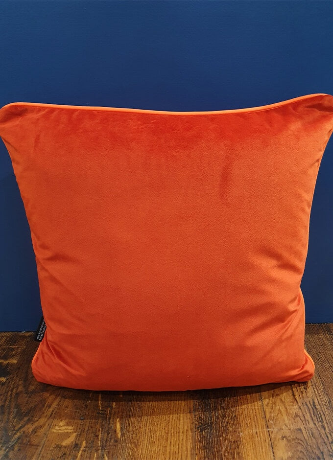Velvet Velour Feather Cushion | 45cm x 45cm | Burnt Orange